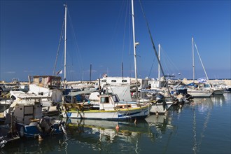 Docked fishing boats, Jaffa port, Israel, Asia