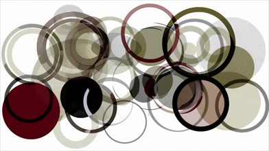 Modern abstract design with overlapping circles in earthy tones and transparencies, AI generated