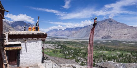 Diskit Monastery, near Hunder, Nubra Valley, Ladakh, Jammu and Kashmir, Indian Himalayas, North
