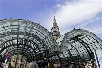 Central Station, Hamburg, Hanseatic City of Hamburg, Modern glass roof of a railway station with a