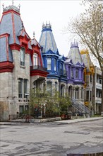 Urban architecture with colourful facade, Montreal, Province of Quebec, Canada, North America