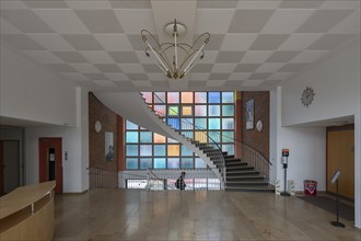 Staircase from the 1950s in a public building, Nuremberg, Middle Franconia, Bavaria, Germany,