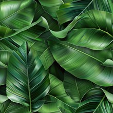 Seamless pattern of tropical banana leaves AI generated
