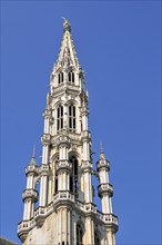 City Hall, Gothic Tower, Grand Place, Brussels, Belgium, Benelux, Europe