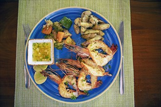 Grilled scampi or Norway lobster, typical Kerala dish, Kerala, India, Asia