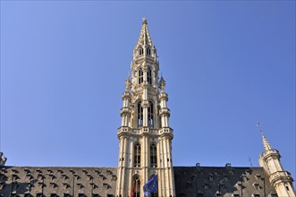 City Hall, Gothic Tower, Grand Place, Brussels, Belgium, Benelux, Europe