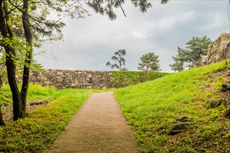 Remains of Japanese stone fortress at end of hiking trail in Suncheon, South Korea, Asia