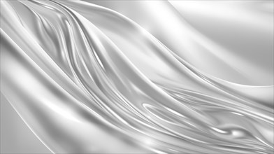Smooth flowing white silk fabric with soft waves, exuding a sense of gentle movement, AI generated