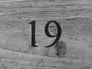 Vintage number 19, digit, anniversary, birthday, North Rhine-Westphalia, Germany, Europe