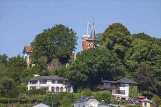 Suellberg with villas in the Treppenviertel, residential building, Blankenese district, Hamburg,