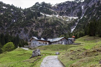 Hintere Gemstel-Huette, Gemsteltal, Mittelberg, Kleinwalsertal, Vorarlberg, Allgaeu Alps, Austria,
