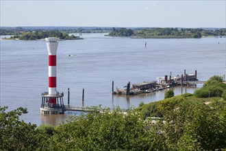 Lighthouse on the Elbe, Blankenese district, Hamburg, Germany, Europe