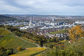 View of the Daimler Untertuerkheim plant, Untertuerkheim in the foreground, Stuttgart,