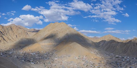 Panorama from Tsenmo Hill on Leh, Ladakh, Jammu and Kashmir, India, Asia