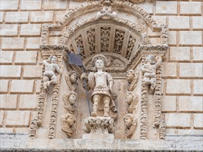 Relief on the facade of San Nicola Cathedral, Cattedrale Turritana Sassari, Sardinia, Italy, Europe