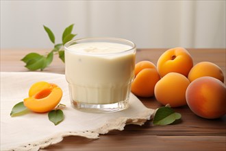 Joghurt with apricot fruits. KI generiert, generiert, AI generated