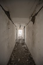 Abandoned, destroyed corridor, ghost town, Engilchek, Tian Shan, Kyrgyzstan, Asia