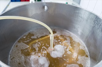 Making craft beer, stainless steel homebrewing equipment, recirculating the must