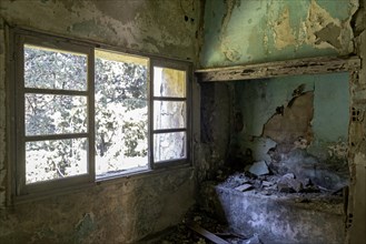 Ruins in the ghost town of Eleousa, Lost Place, Rhodes, Dodecanese, Greek island, Greece, Europe