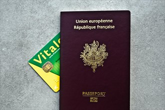 French passport, french healthcare card, carte vitale