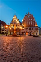 Blackheads' House on the Town Hall Square, Rathausplatz, important sight, Riga, Latvia, Europe