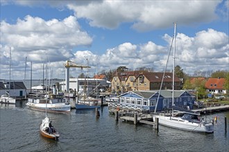 Boats, sailing boat, harbour, Arnis, smallest town in Germany, Schlei, Schleswig-Holstein, Germany,