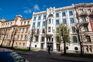 Art Nouveau building on Alberta iela, north-east of Kronwald Park, UNESCO World Heritage Site,