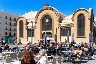 Mercat Central de Tarragona, central market in the sunshine in Tarragona, Spain, Europe