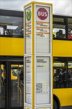 Bus stop with timetable and route network, Berlin, Germany, Europe