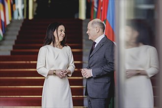 (L-R) Annalena Baerbock (Alliance 90/The Greens), Federal Foreign Minister, and Olaf Scholz (SPD),