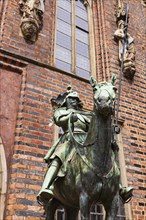 One of the heralds at Bremen Town Hall, a copper sculpture by the artist Rudolf Maison in Bremen,