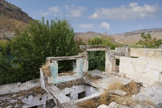 Abandoned houses in Eski Savasan after the construction of the Birecik dam on the Euphrates River,