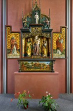 Winged altar in the chapel of the Catholic Church of the Ascension, listed building, Kempten,
