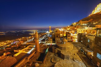 Mardin old city at sunset, Mardin, Turkey, Asia