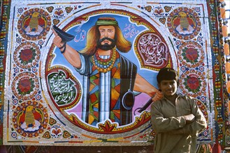 Painting at the rear of a truck, Pakistan, Asia