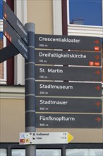 Signposts in Kaufbeuern, Allgaeu, Swabia, Bavaria, Germany, Europe