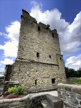 Historic ruins of Romanesque residential tower of former moated castle from 12th century Altendorf