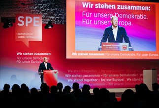 Federal Chancellor Olaf Scholz, recorded at the Social Democratic Congress of the SPD and PES with