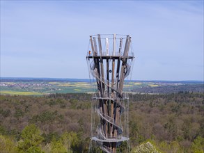 Schoenbuchturm, observation tower in Schoenbuch Nature Park, aerial view, Herrenberg,