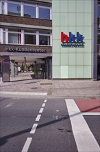 Customer centre at the head office and logo of Hanseatische Krankenkasse, hkk in Bremen, Hanseatic
