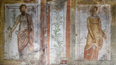 Wall frescoes, Zeugma mosaic Museum, Gaziantep, Turkey, Asia