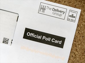 The Delivery Group envelope Official Poll Card delivered by Royal Mail, UK