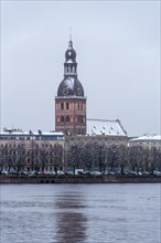 Riga Cathedral in the snow, Winter, Riga, Latvia, Europe