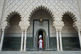 Guard, Mohammed V mausoleum, Rabat, Morocco, Africa