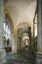 Romanesque side aisle of the nave, Romanesque-Gothic Saint-Julien du Mans Cathedral, Le Mans,