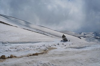 Mountain of snow on Mount Lebanon, Snowmobile, Winter of Lebanon
