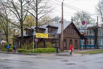 Traditional wooden house in the Kalnciema neighbourhood on the western bank of the Daugava River in