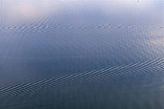 Early morning at Lake Constance without ships and boats, wave structure, aerial view,