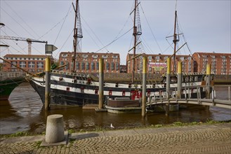 Pannekoekschip Admiral Nelson on the Weser in Bremen, Hanseatic City, State of Bremen, Germany,