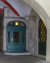 Entrance to the registry office in the town hall of Stralsund, Mecklenburg-Vorpommern, Germany,